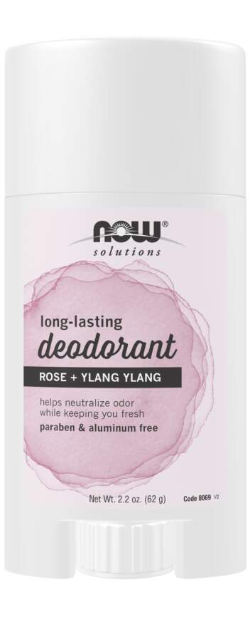 NOW Foods - Long-Lasting Deodorant Stick, Rose + Ylang Ylang 62g