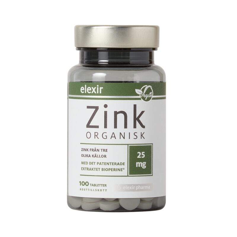 Elexir Pharma - Organisk Zink 25 mg 100 tabletter